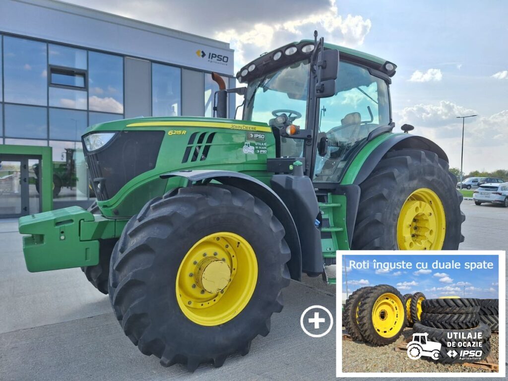 John Deere 6215R+ “roti inguste cu duale spate”